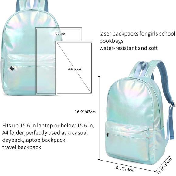 Custom Eleanor blue Iridescent Backpack - Picture 8 of 8
